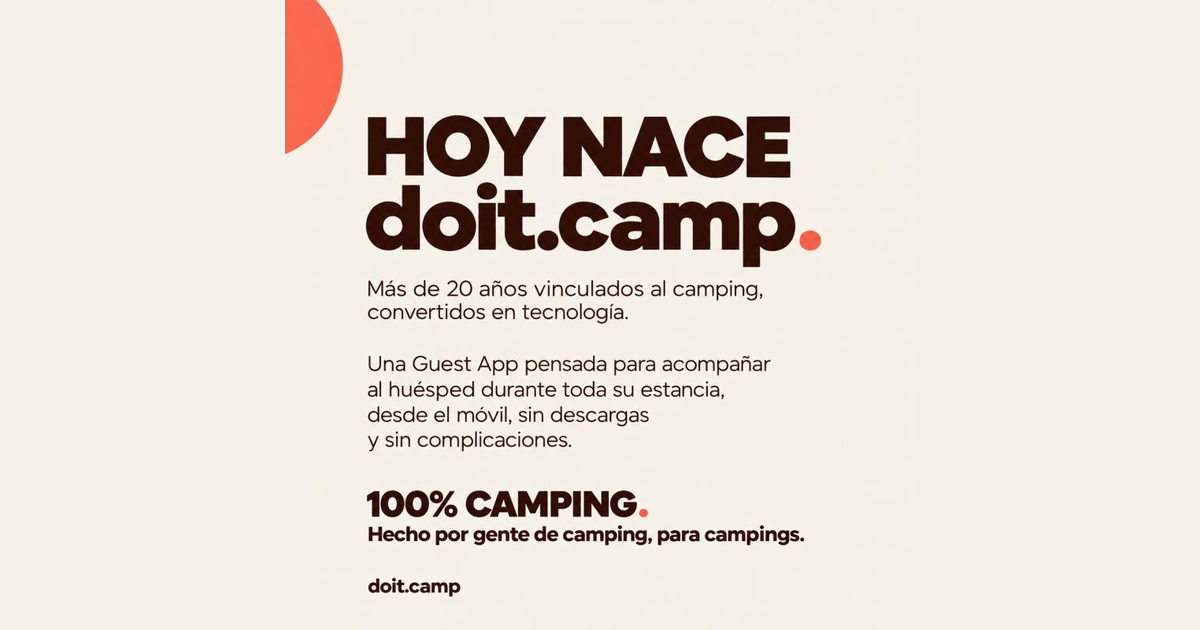 Imagen de presentación de doit.camp: «Hoy nace doit.camp. 100 % camping. Hecho por gente de camping, para campings».