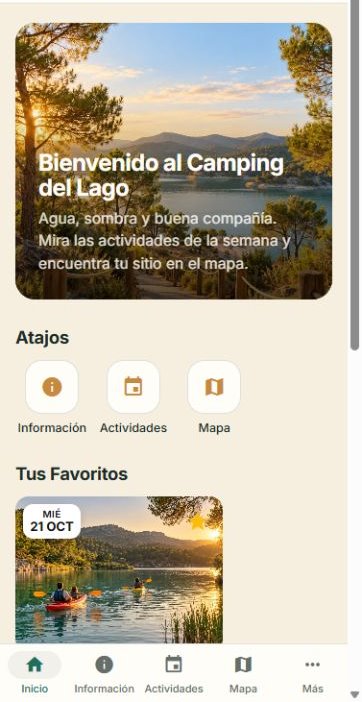 Inicio de Guest App en el Camping del Lago