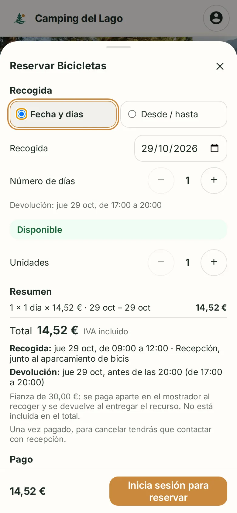 Una reserva, paso a paso.